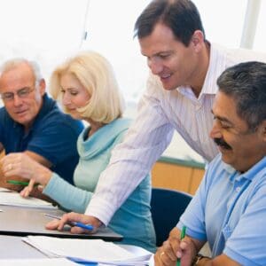 A group of people discussing something